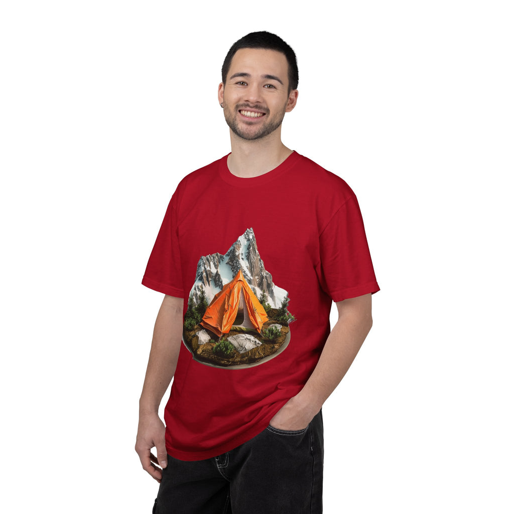 Mountain Camping Tent T-Shirt  Orange Tent Campsite Graphic