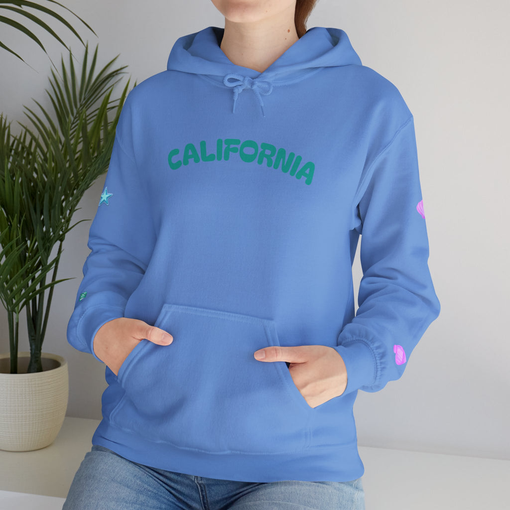 California Palm Tree Hoodie | Beach Island Graphic, Sleeve Icons