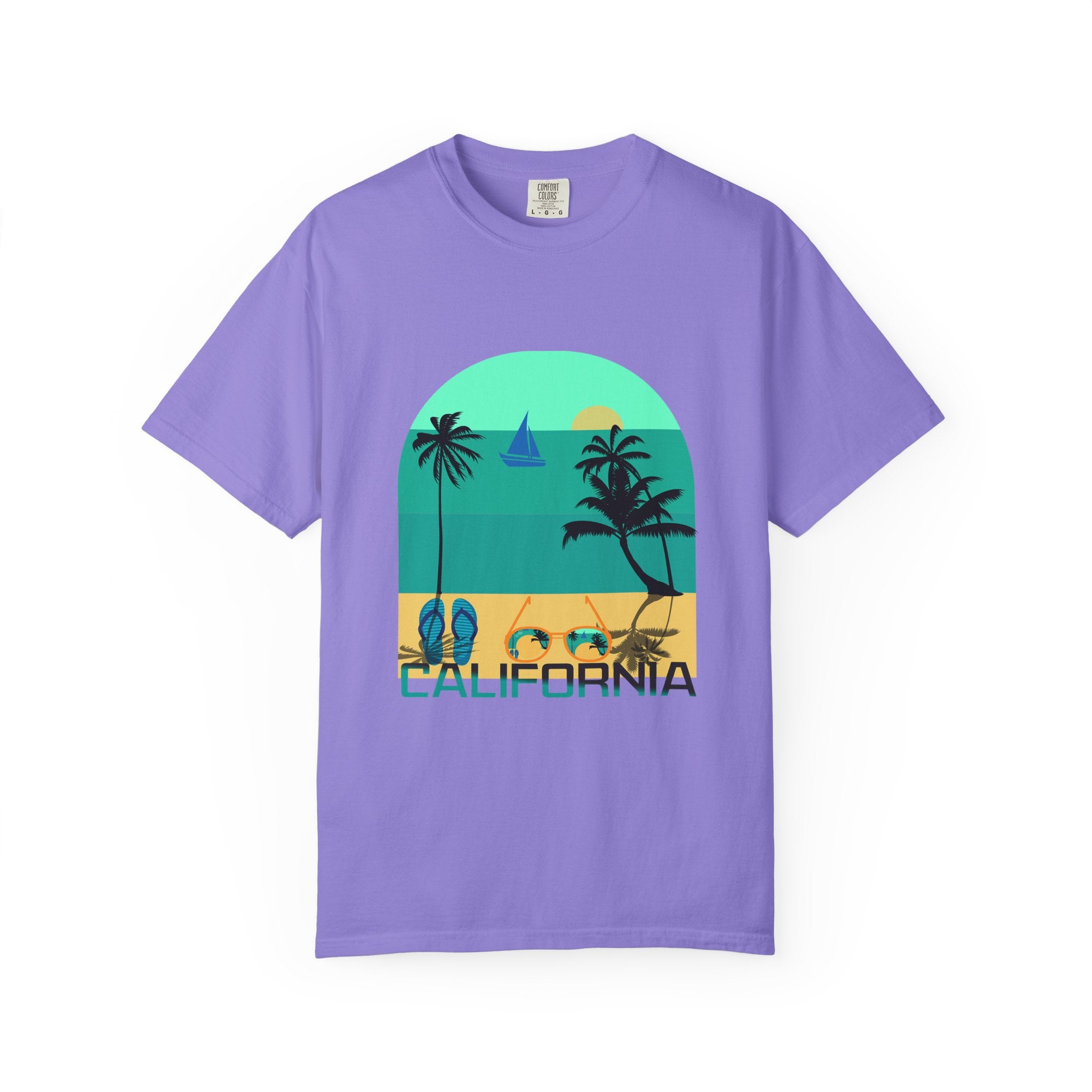 California Beach Surf T-Shirt  Retro Palm Trees & ‘SURFING’ Graphic