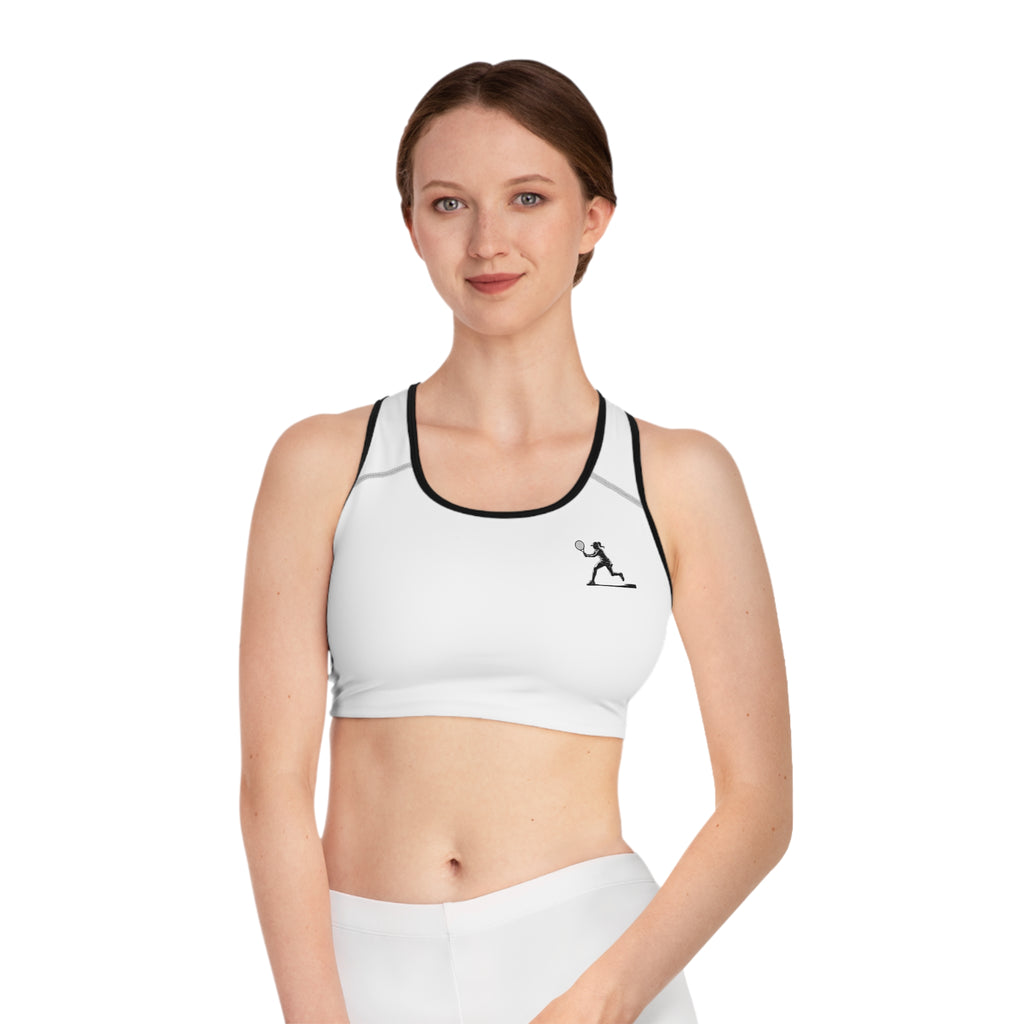 Tennis Sports Bra Minimalist Female Player Silhouette Athletic Crop Top