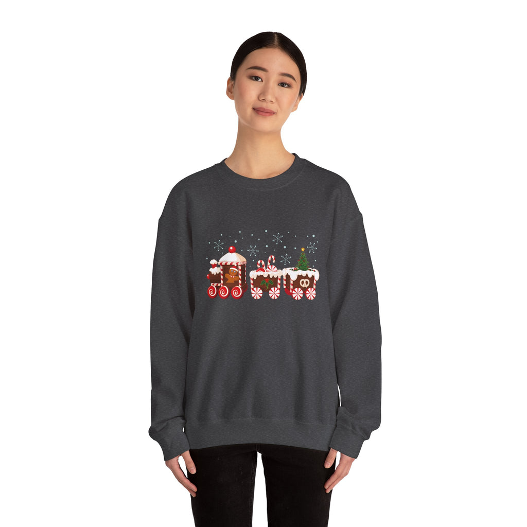 Gingerbread Train crewneck sweatshirt | Merry Christmas back print
