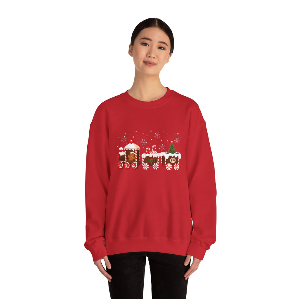 Gingerbread Train crewneck sweatshirt | Merry Christmas back print