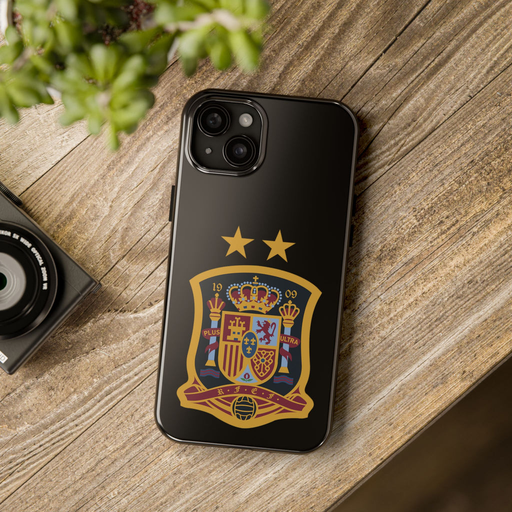 Spain Soccer Crest Tough Phone Case  Black Protective iPhone Case with Two Stars