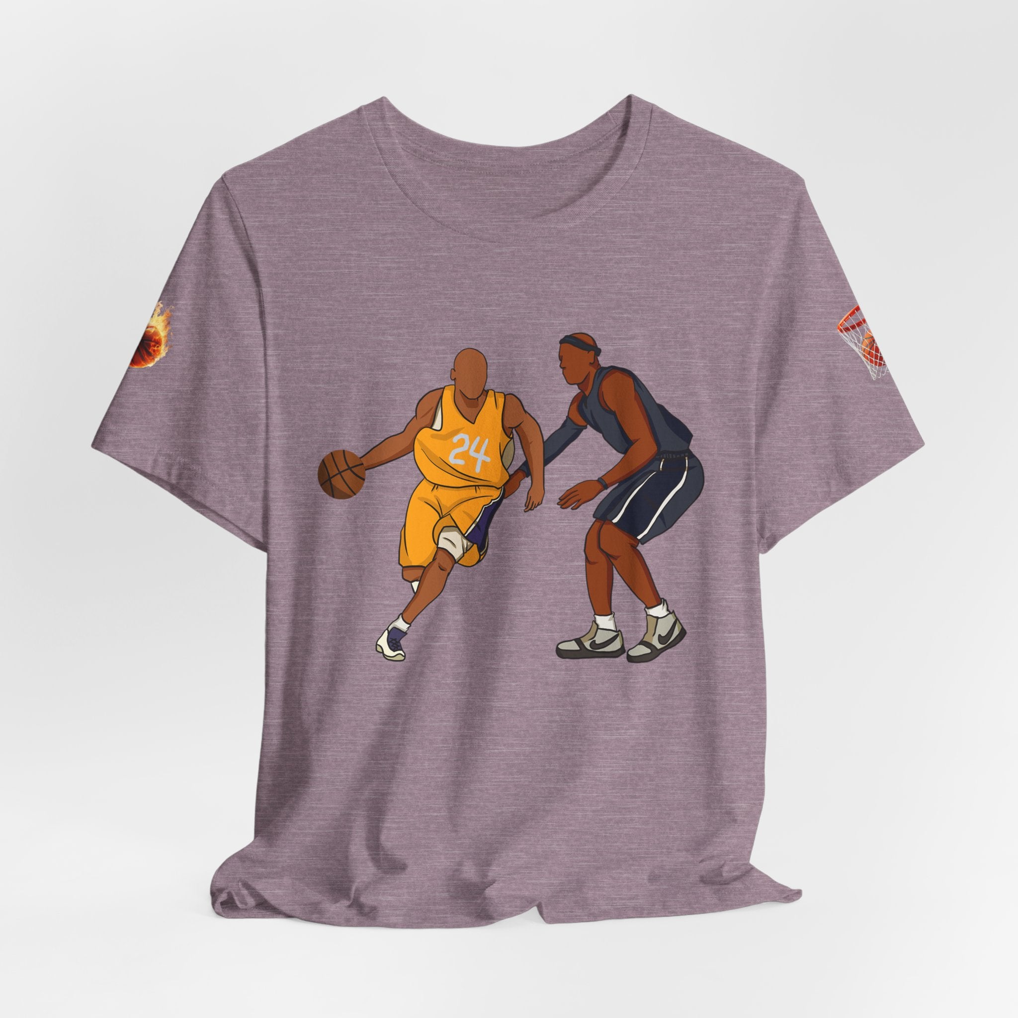 Basketball Players Tee Dribble Defender Court Illustration