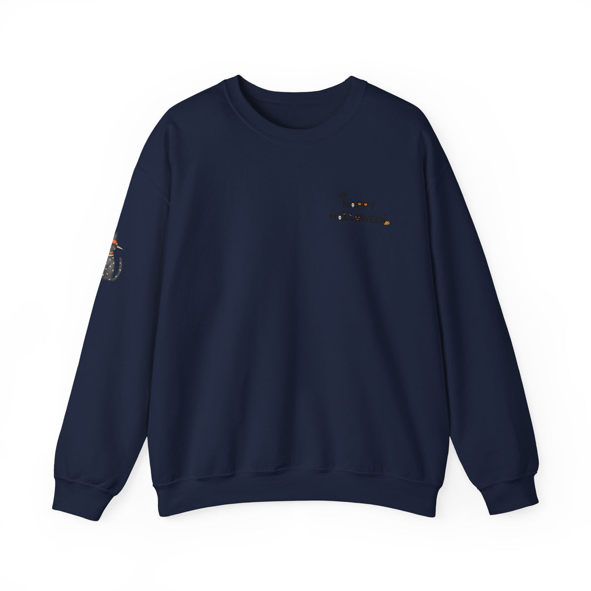 Halloween Candy Crewneck Sweatshirt — 'Happy Halloween' Jack-o'-Lantern & Candy Design