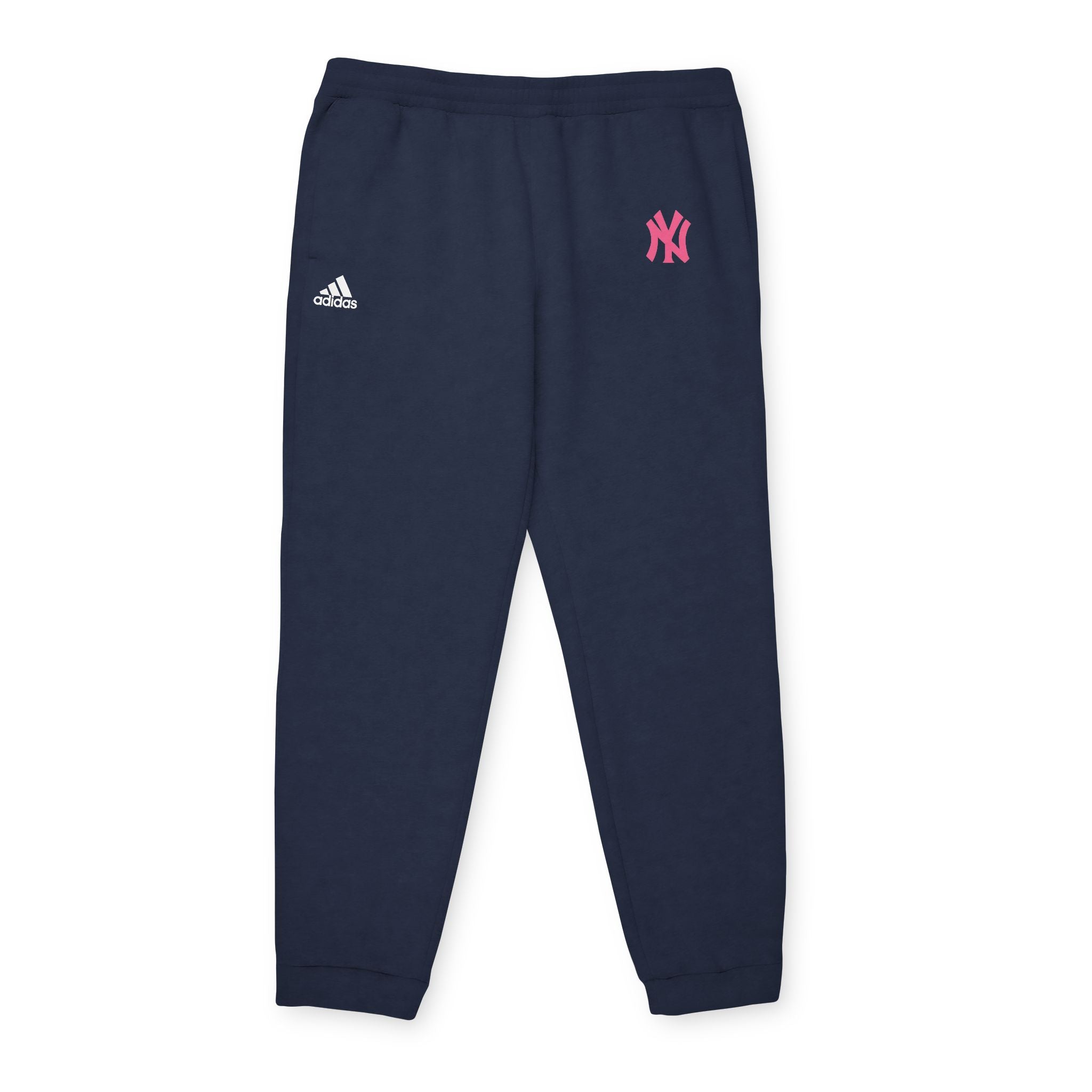 Adidas Fleece Joggers Cozy Grey Sweatpants with Pink Logo