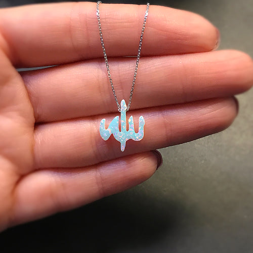 Allah necklace 925 sterling silver Allah necklace white opal 