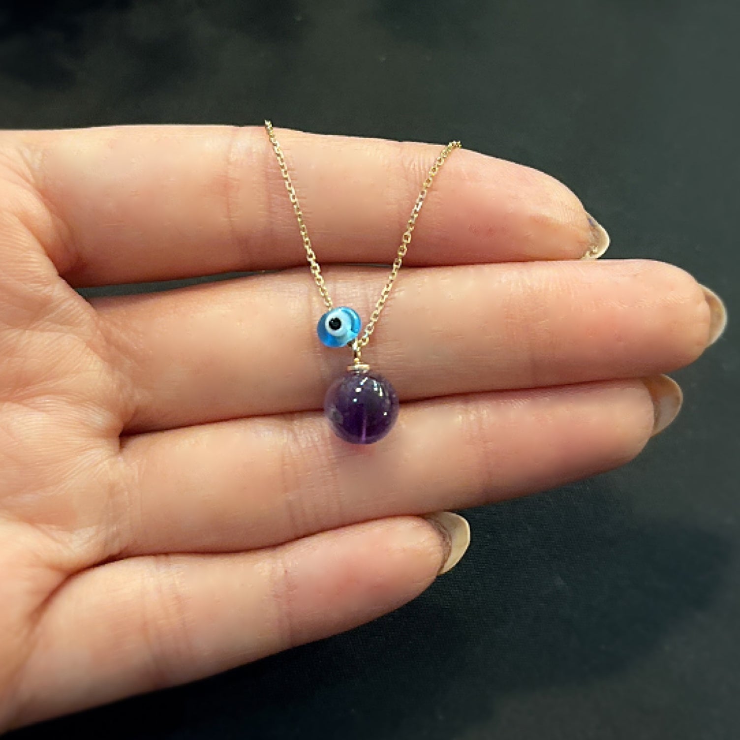 Amethyst natural stone necklace 925 sterling silver Amethyst necklace Rose