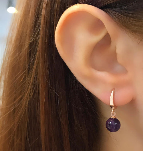 Amethyst natural stone 925 sterling silver earrings