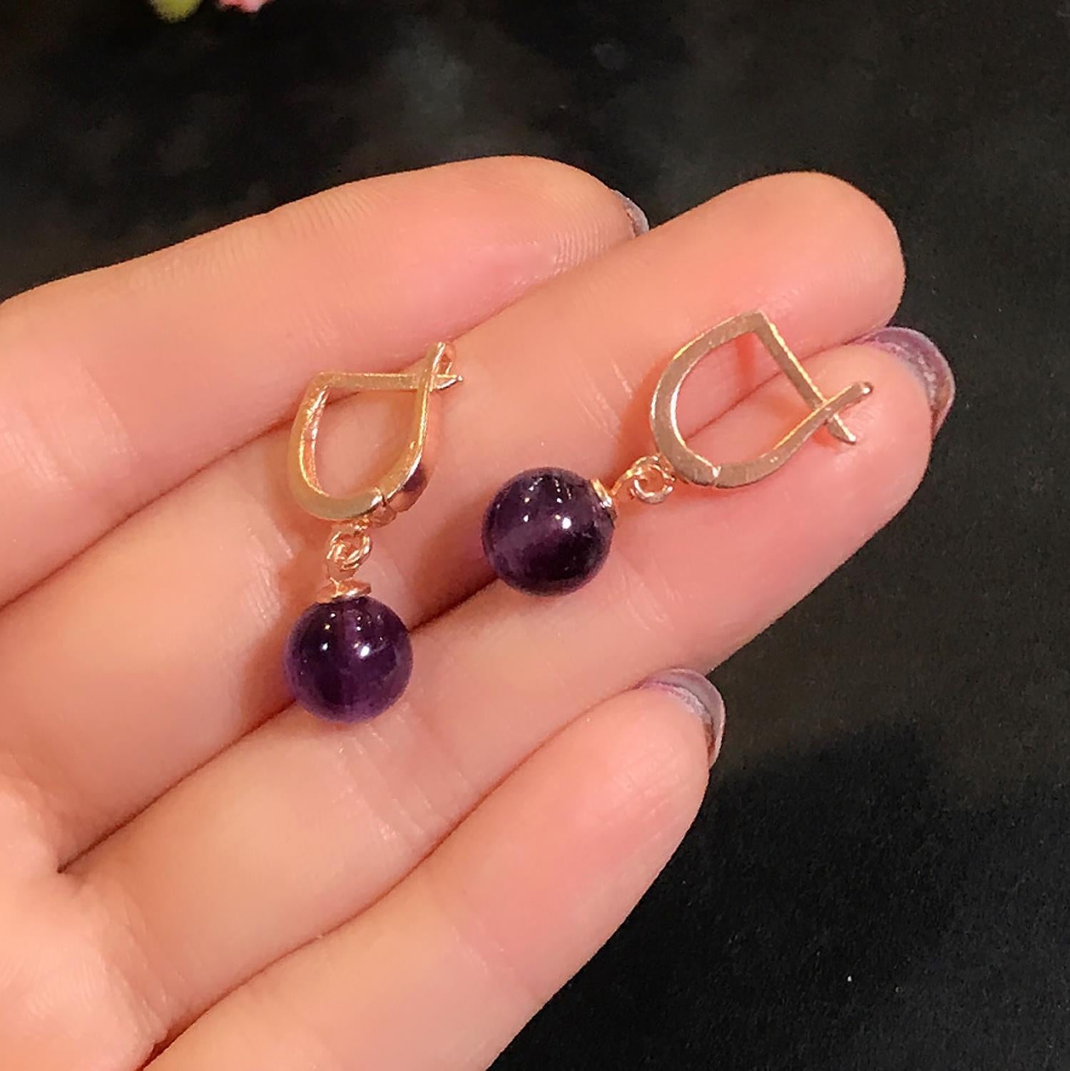 Amethyst natural stone 925 sterling silver earrings