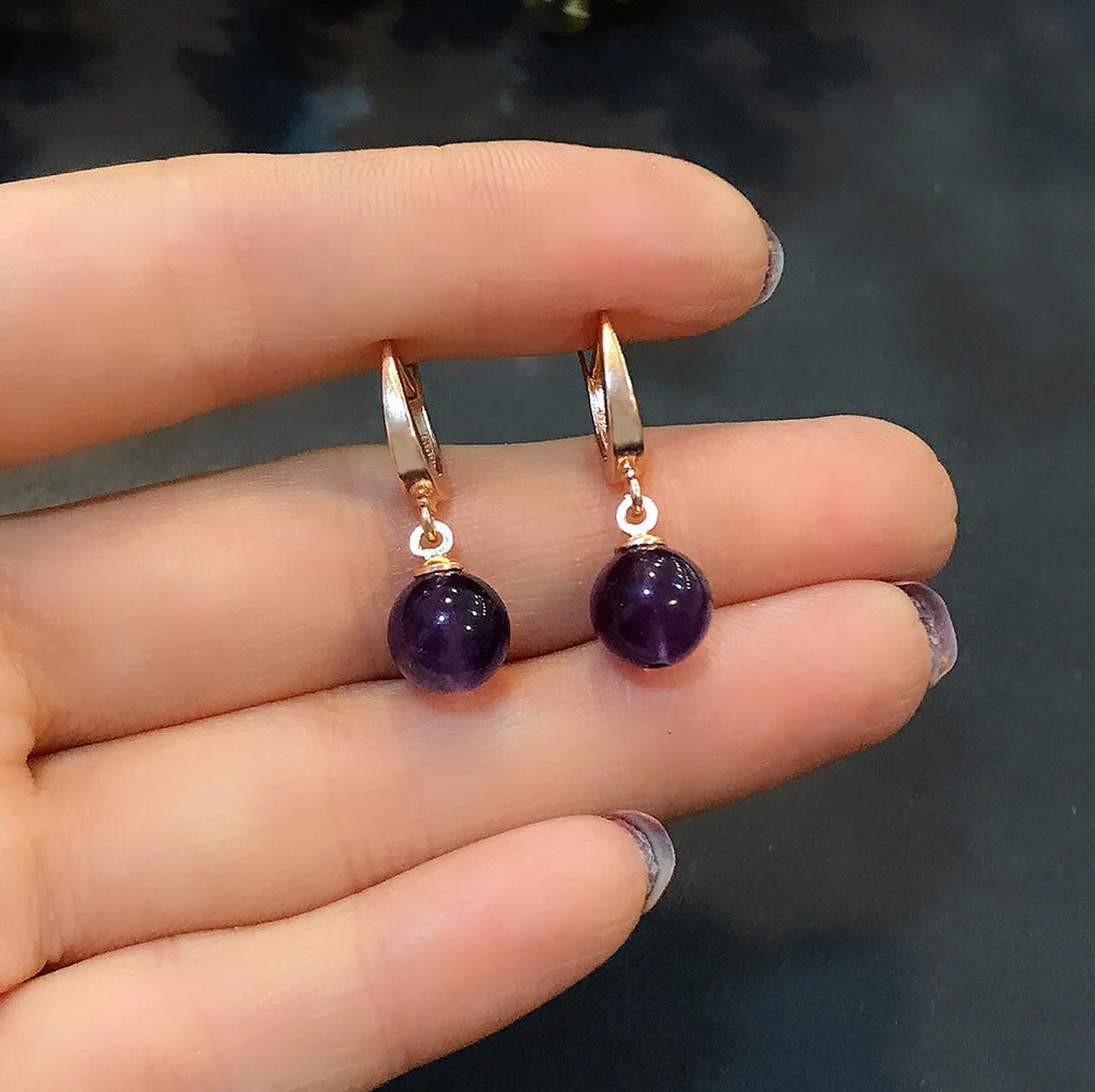 Amethyst natural stone 925 sterling silver earrings