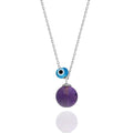 Amethyst natural stone necklace 925 sterling silver Amethyst necklace-White