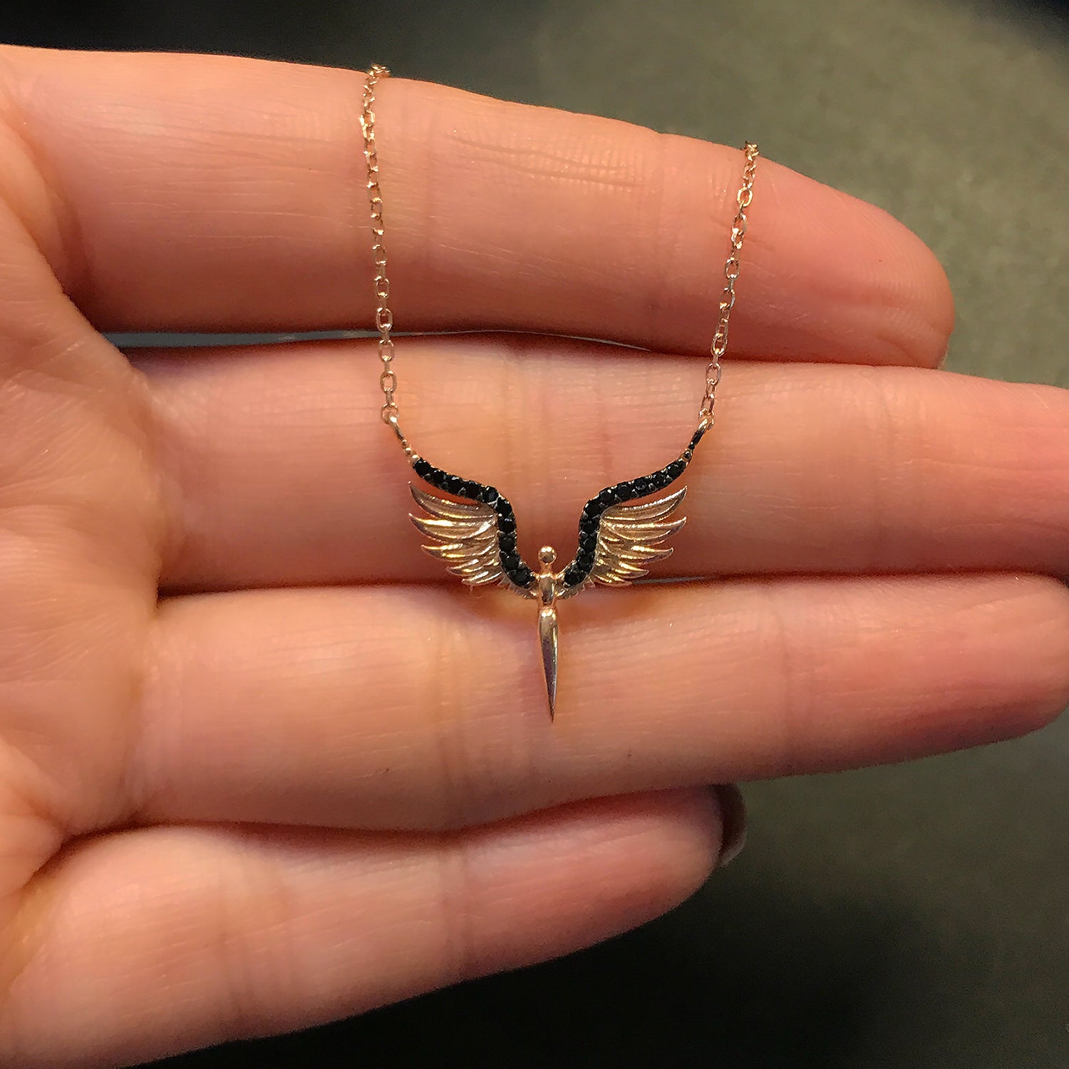 Angel silver necklace-925 sterling silver necklace