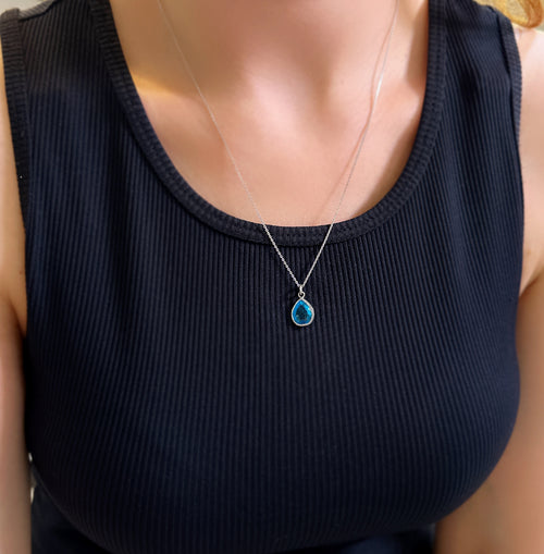 Aquamarine drop necklacce 925 sterling silver Aquamarine drop necklace