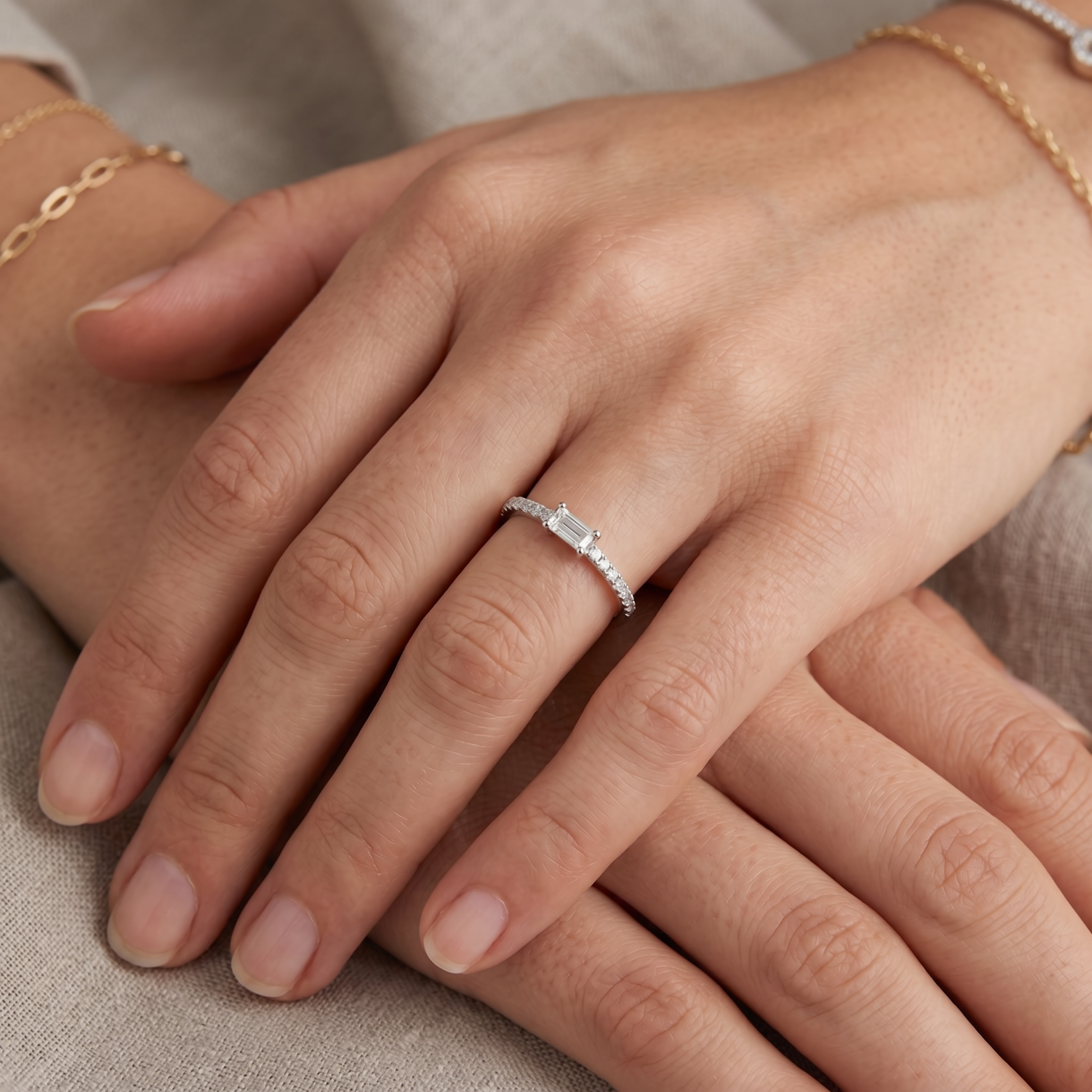 Baguette 925 Sterling Silver Women's Ring87687645645