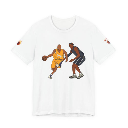 Basketball Players Tee Dribble Defender Court Illustration