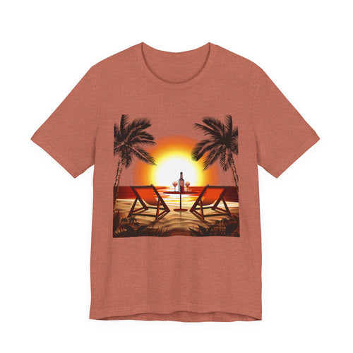 Beach Sunset with Palm Trees Tee Tropical Sunset T-Shirt