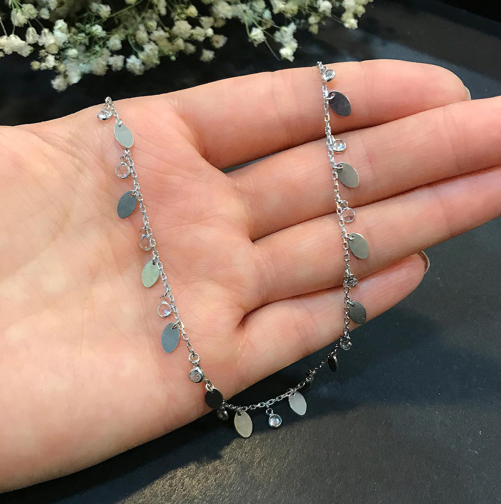 Beaded stone necklace 925 sterling silver beaded stone necklace