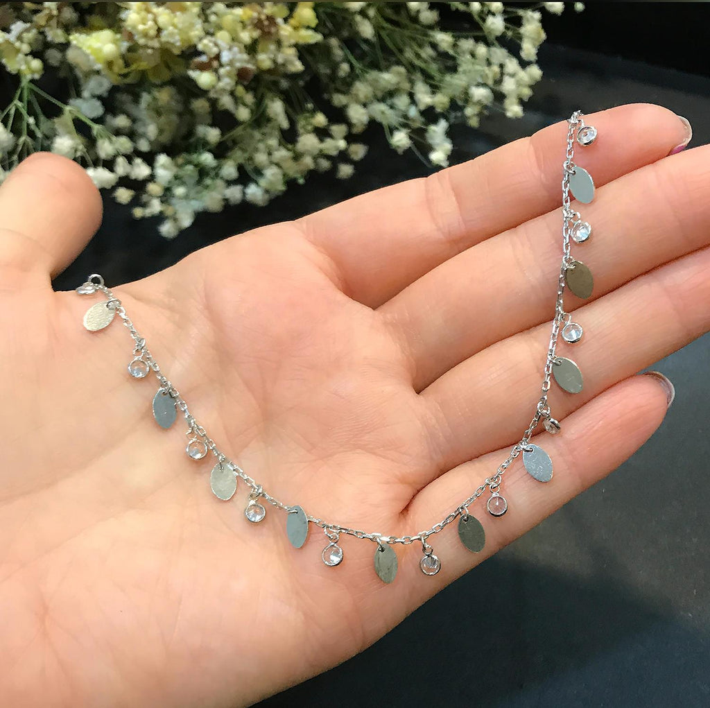 Beaded stone necklace 925 sterling silver beaded stone necklace