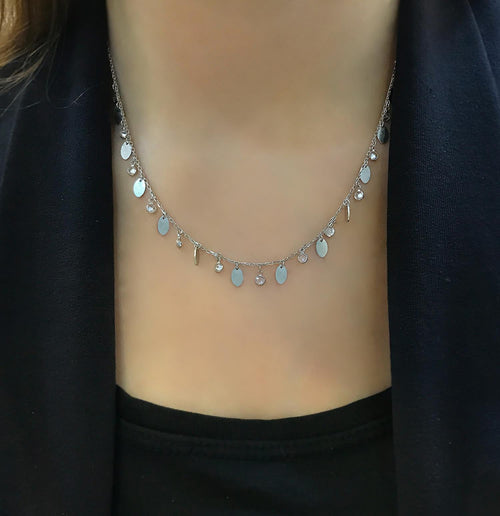 Beaded stone necklace 925 sterling silver beaded stone necklace