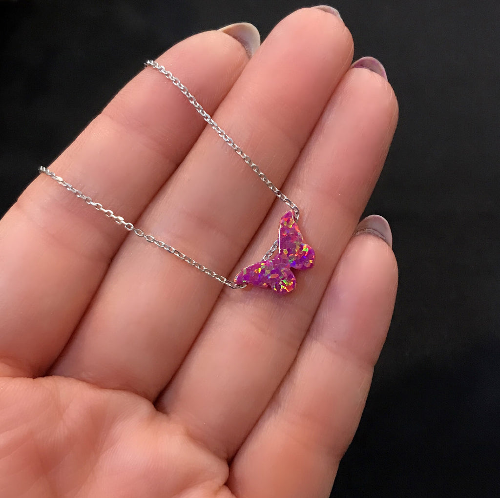 Butterfly necklace 925 sterling silver butterfly necklace red