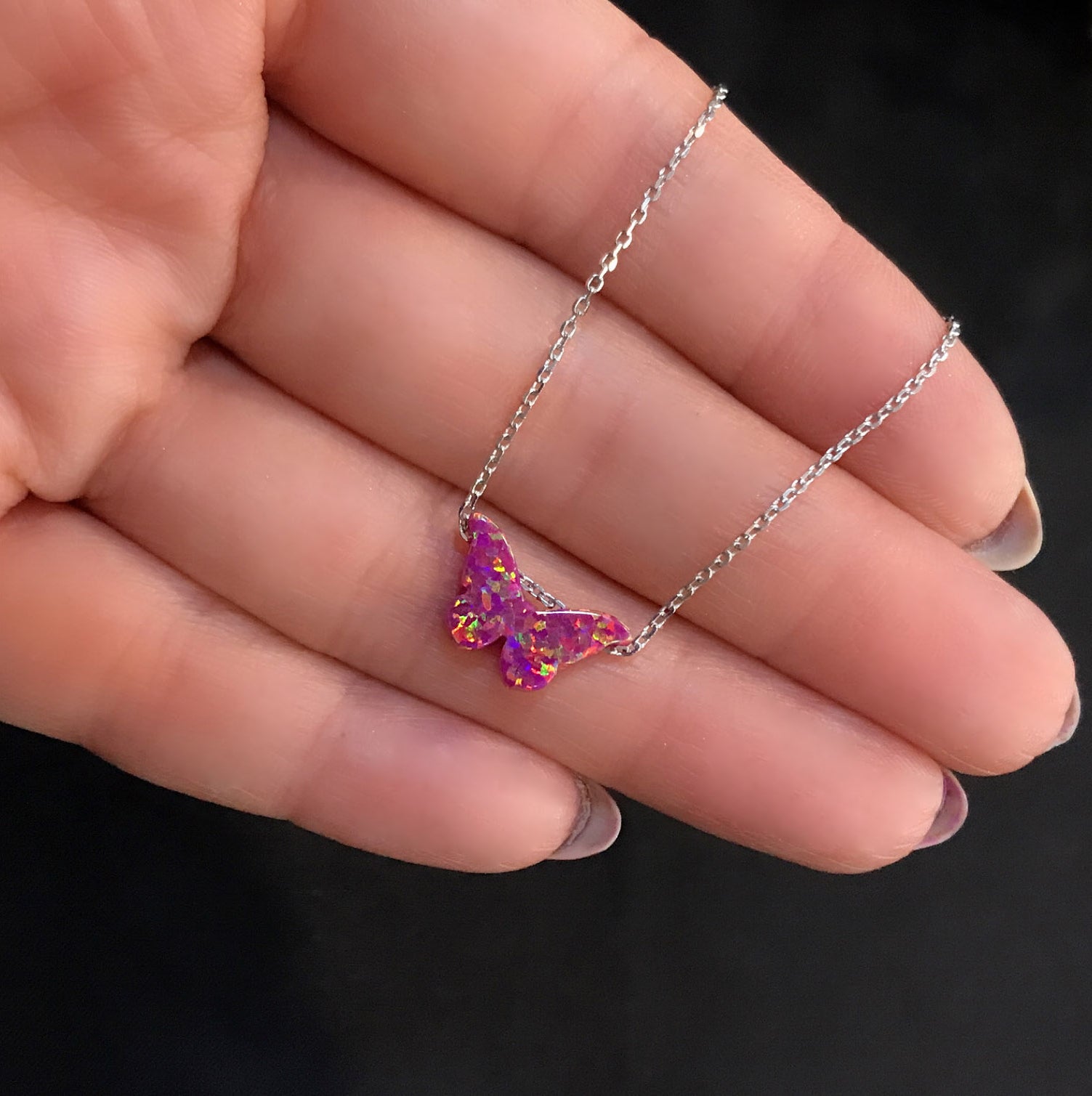 Butterfly necklace 925 sterling silver butterfly necklace red