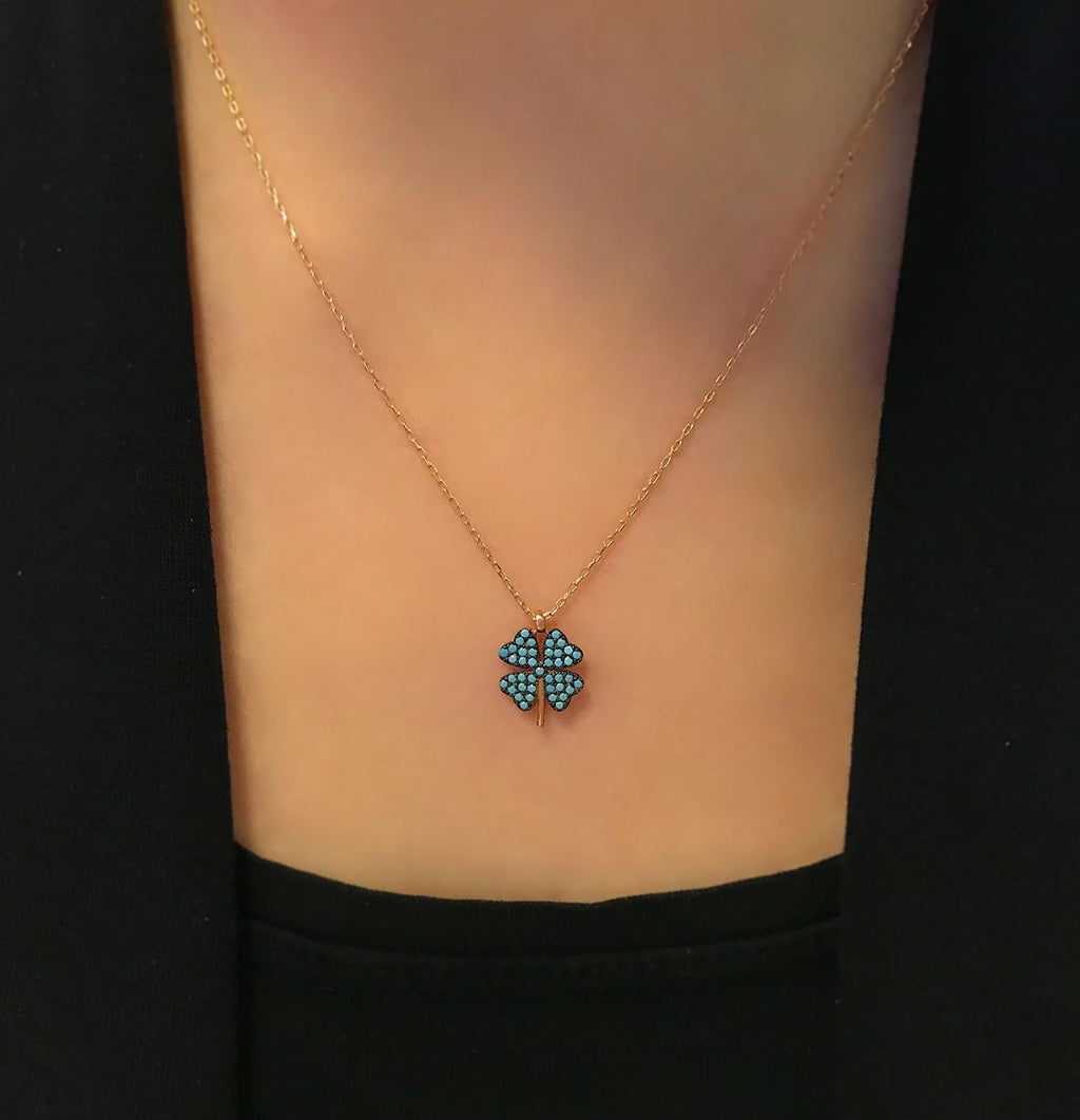 Clover flower luck necklace 925 sterling silver luck necklace