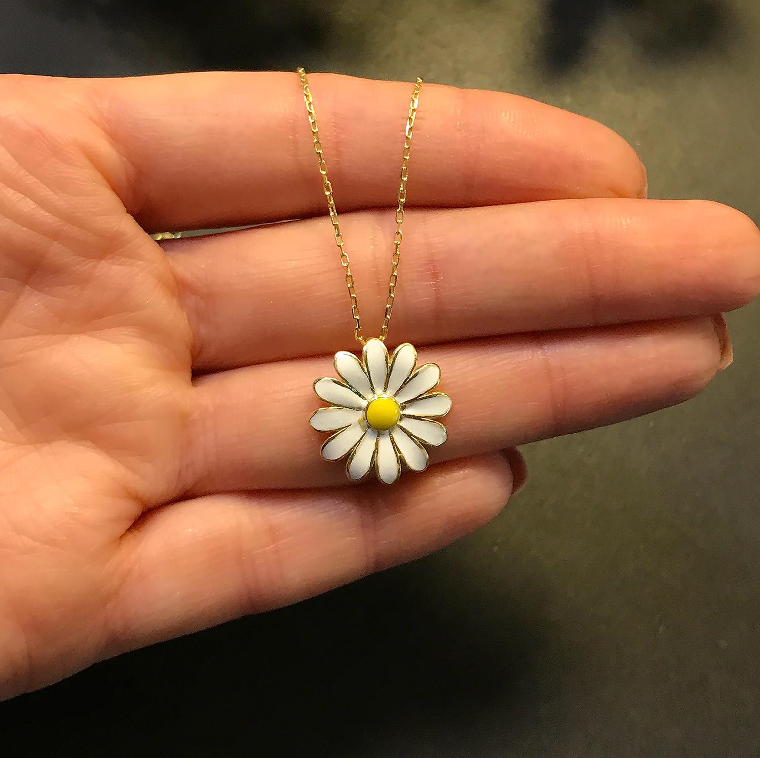 Daisy flower luck necklace 925 sterling silver daisy necklace-silver