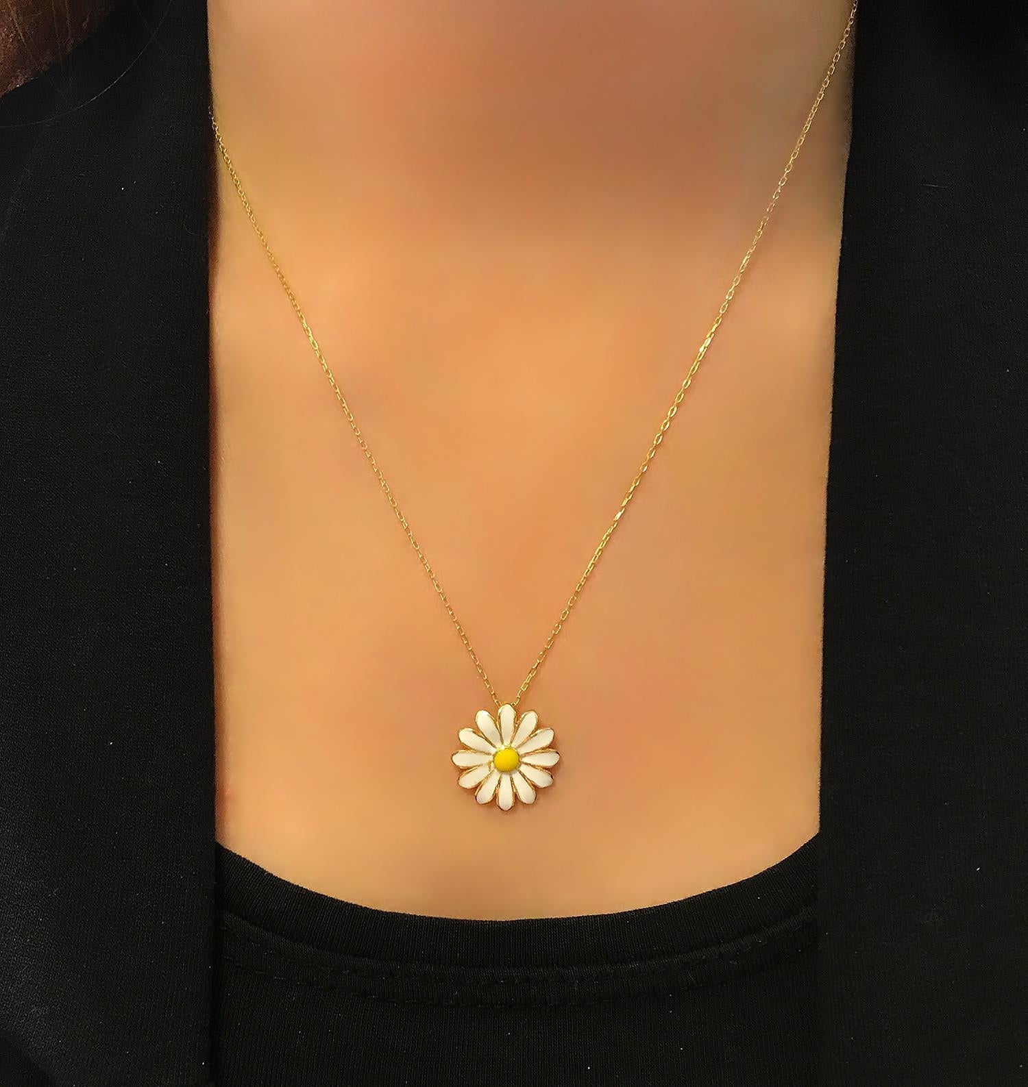 Daisy flower luck necklace 925 sterling silver daisy necklace
