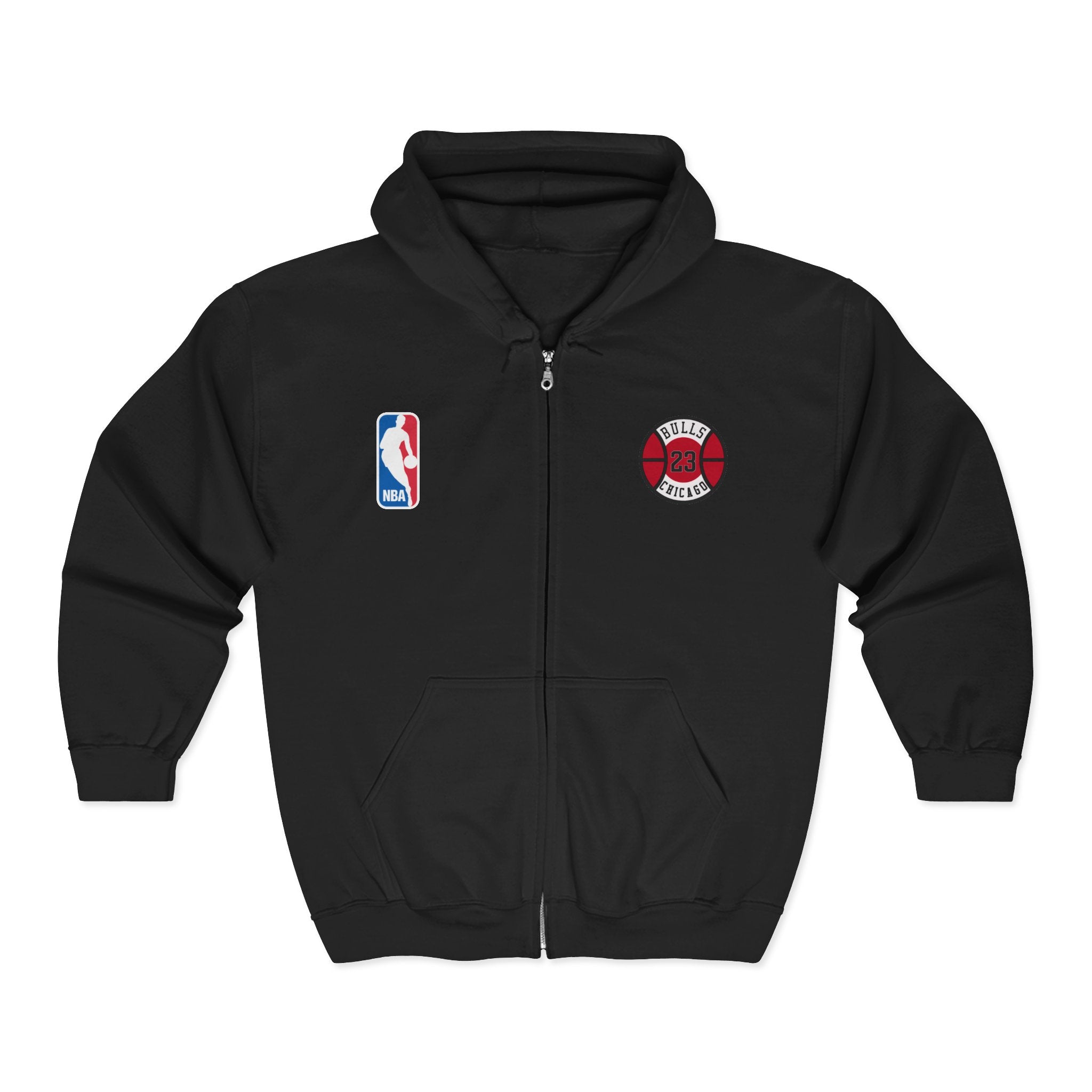 Distressed NBA Logo Hoodie | Full Zip Hooded Sweatshirt