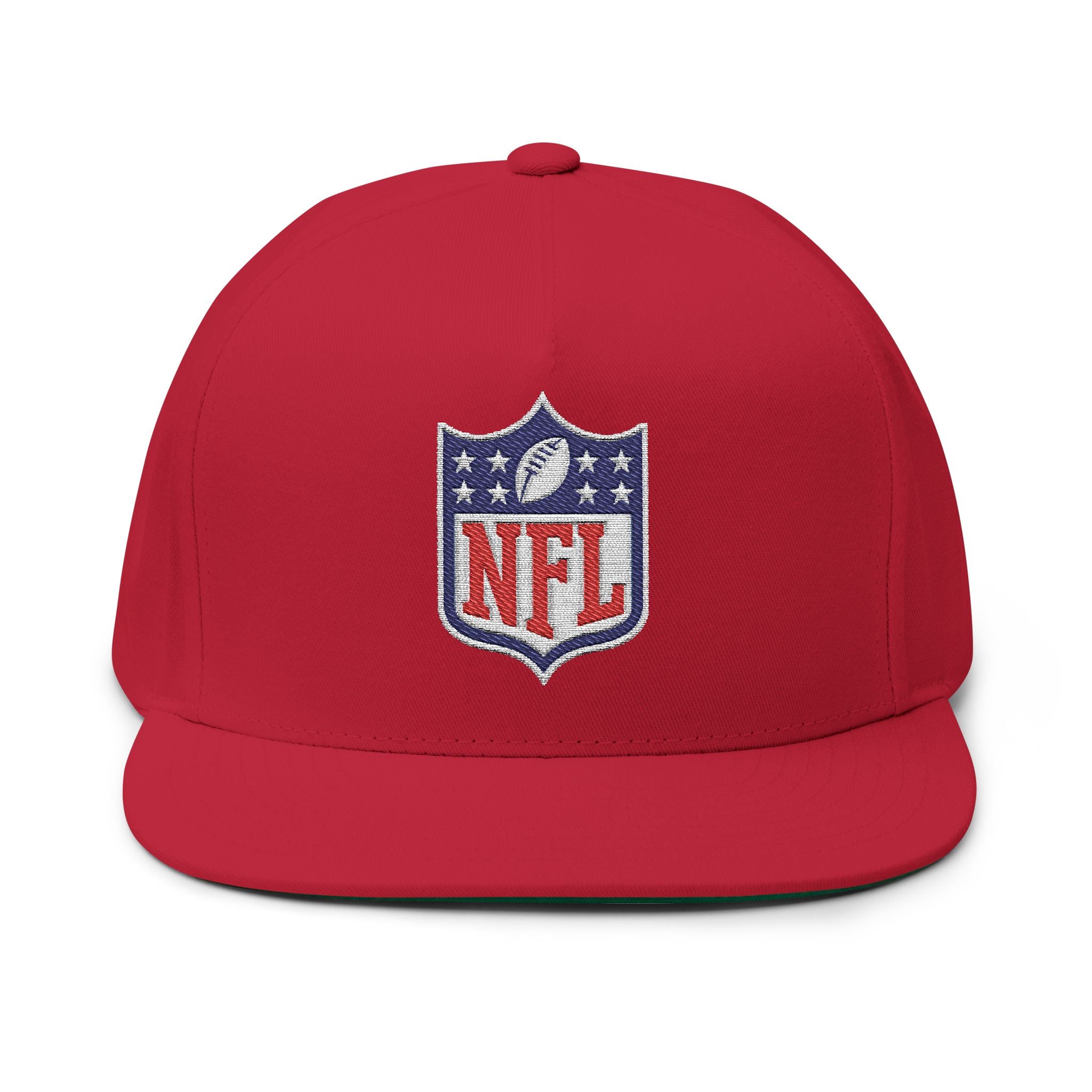 Embroidered NFL Shield Flat Bill Cap — Snapback Football Hat