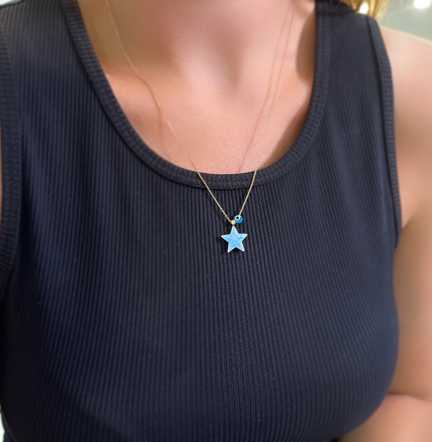 Evil eye amulet star necklace 925 sterling silver star necklace