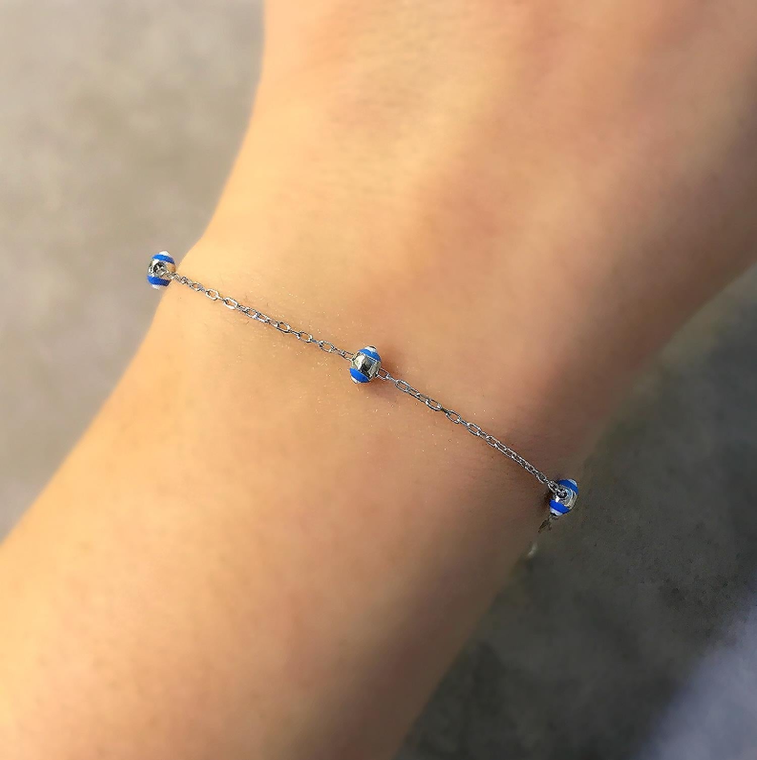 Evil eye charm silver 1-row bracelet 925 sterling silver bracelet
