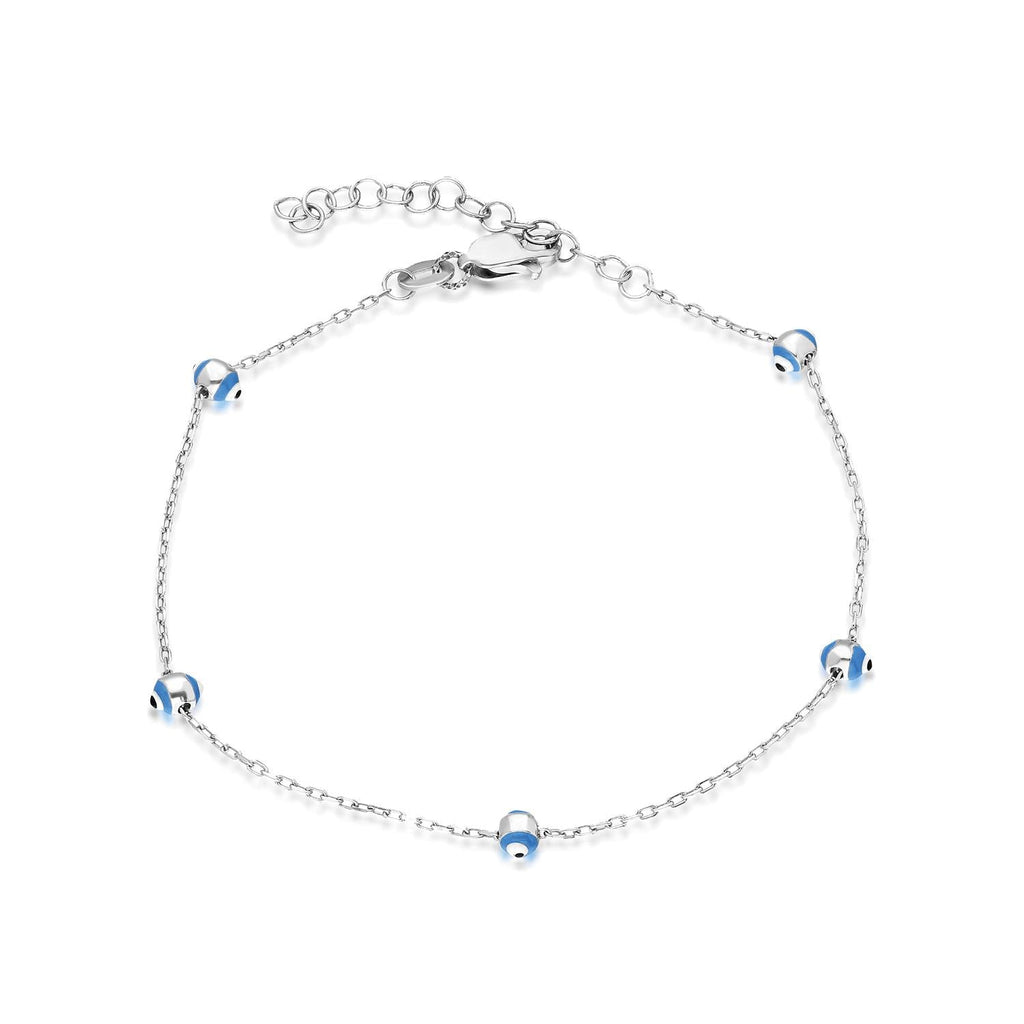 Evil eye charm silver 1-row bracelet 925 sterling silver bracelet