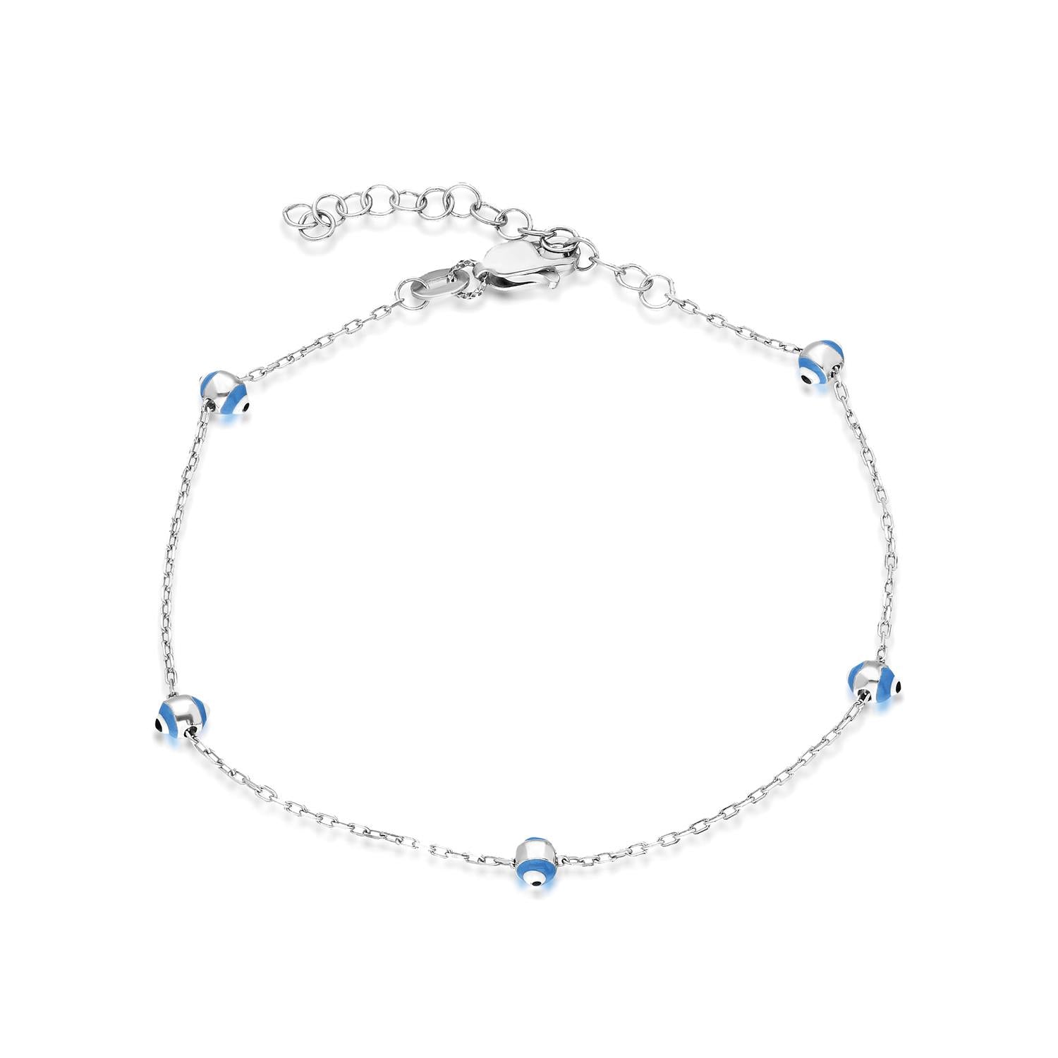 Evil eye charm silver 1-row bracelet 925 sterling silver bracelet