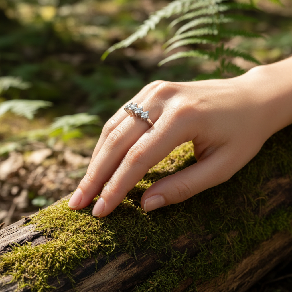 Five stone wedding band 925 sterling silver Women's wedding band