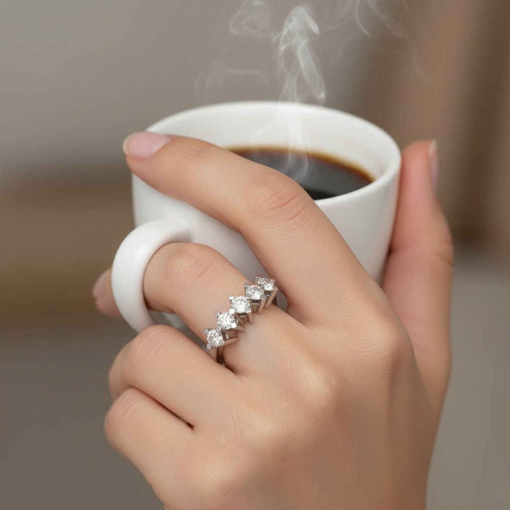 Five stone wedding band 925 sterling silver Women's wedding band