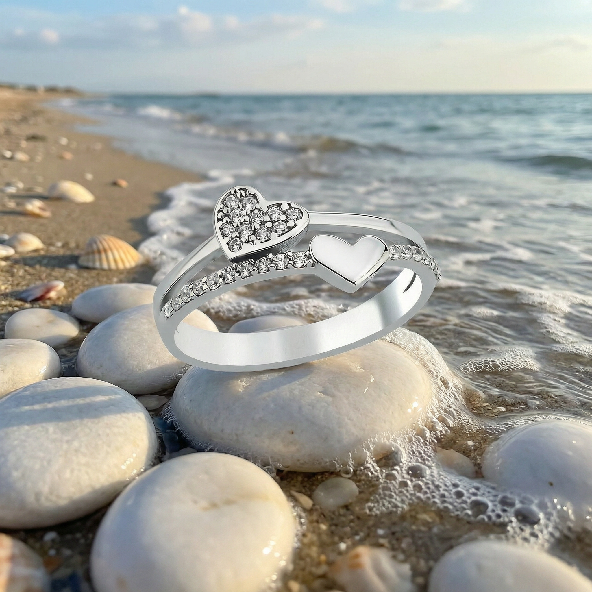 Heart ring 925 sterling silver women's ring
