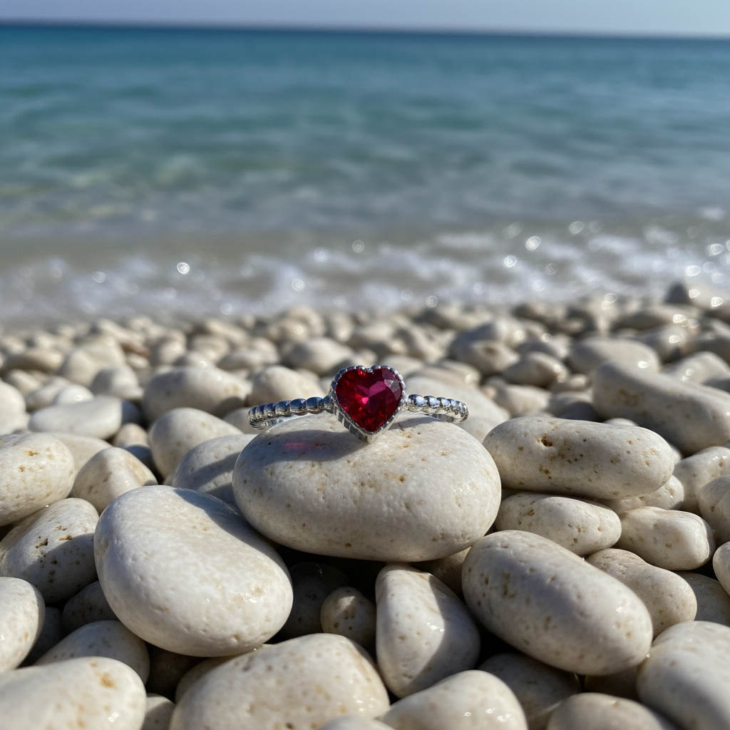 Red Heart Ring 925 Sterling Silver Heart Ring for Women