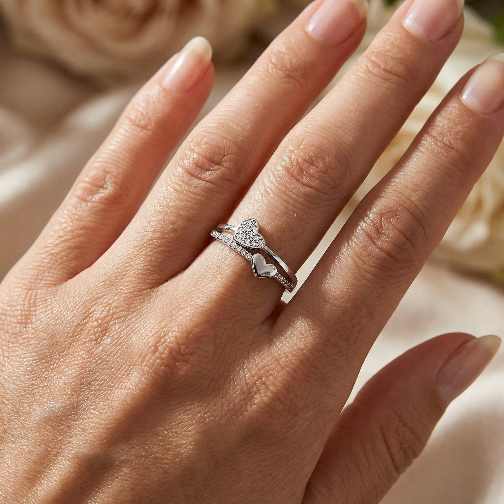 Heart ring 925 sterling silver women's ring