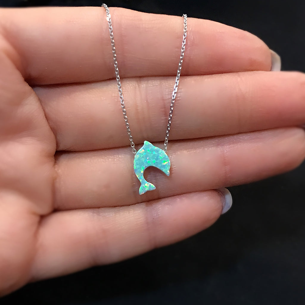 Fish-necklace 925-sterling silver fish necklace green 