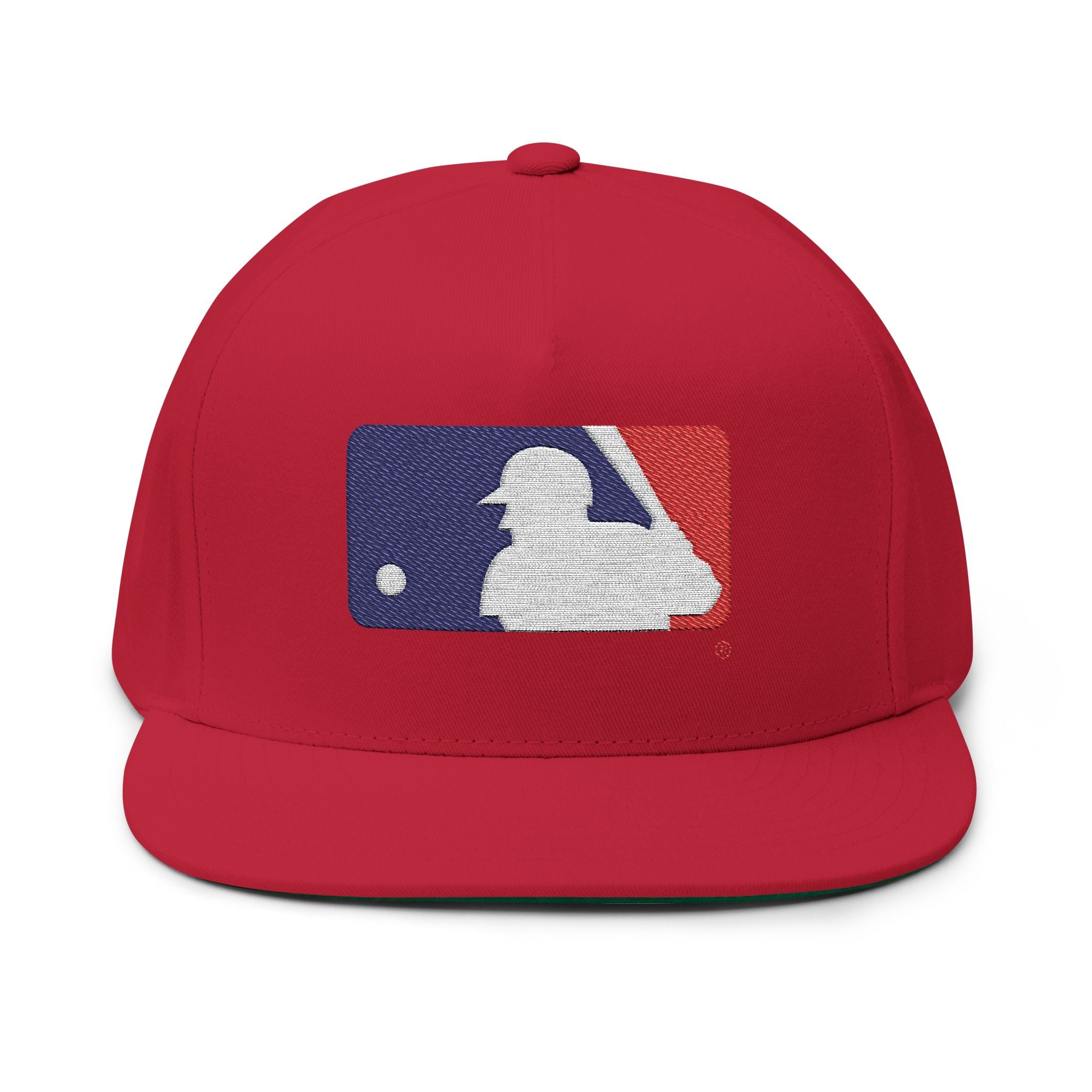 Flat Bill Cap — Embroidered Baseball Logo Snapback