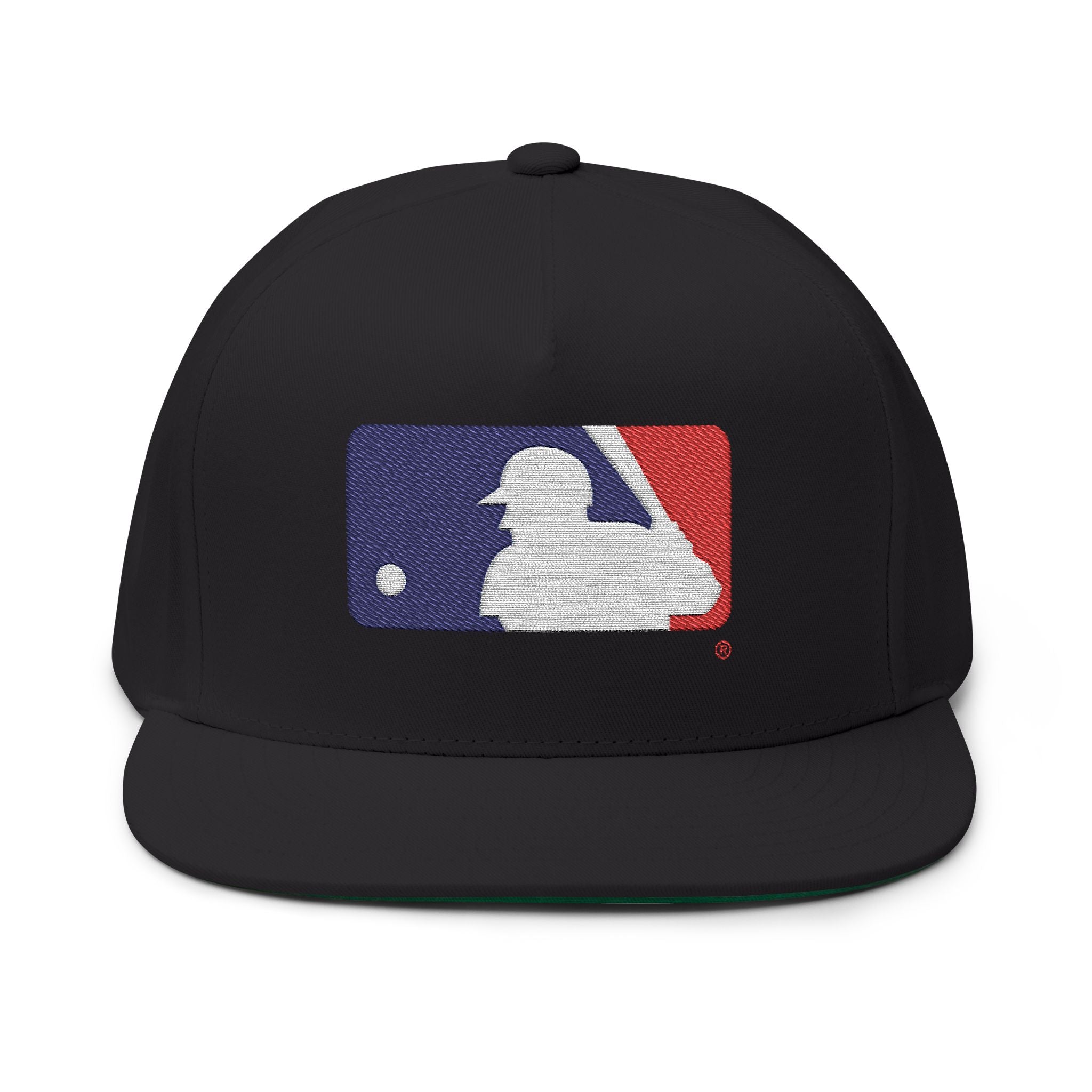 Flat Bill Cap — Embroidered Baseball Logo Snapback