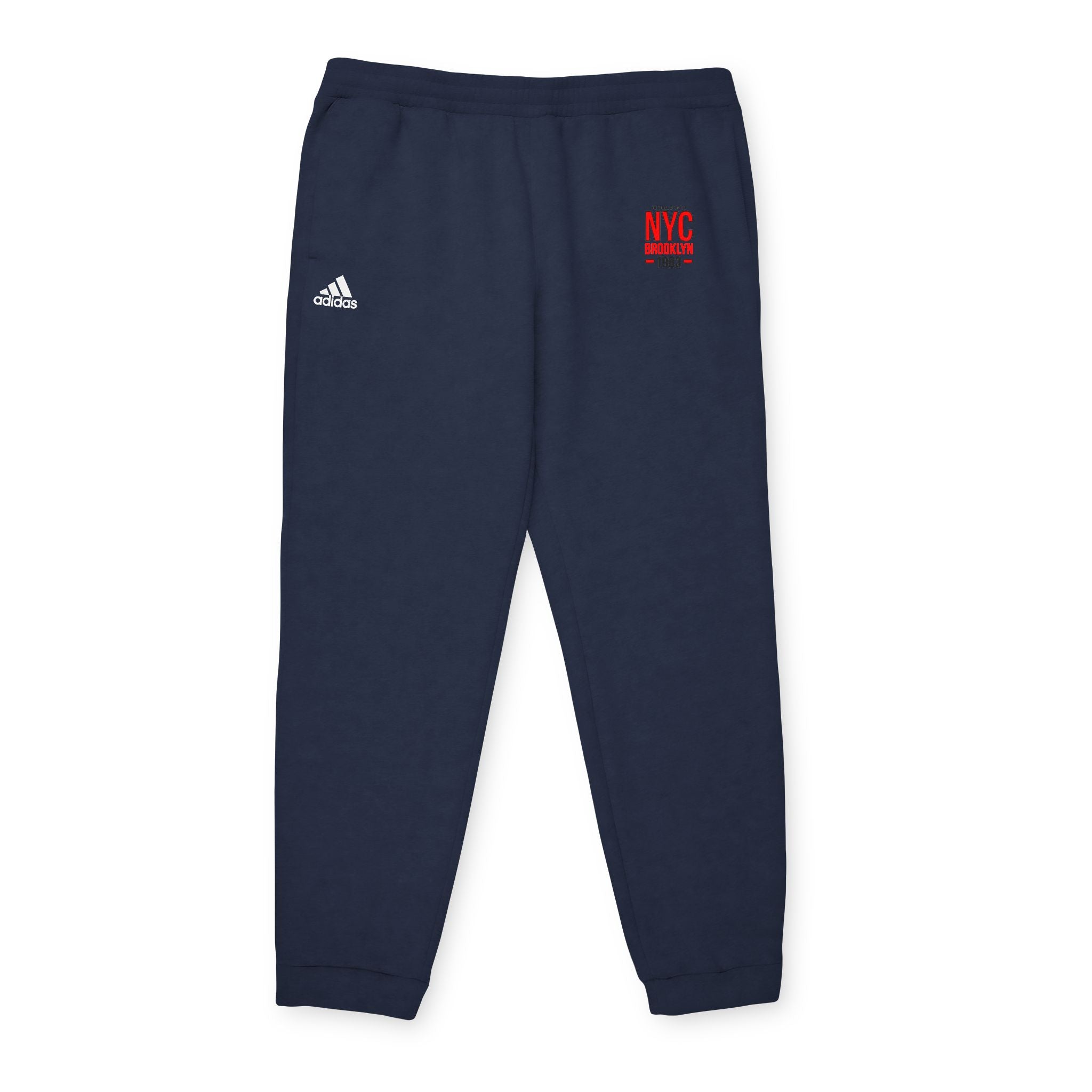 Fleece Joggers Cozy Grey Adidas-Style Sweatpants with Small Red Logo