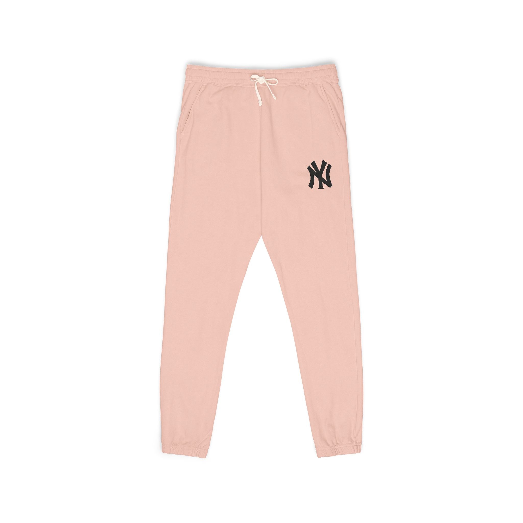 Fleece Sweatpants Vintage Washed Joggers with Distressed NY Logo