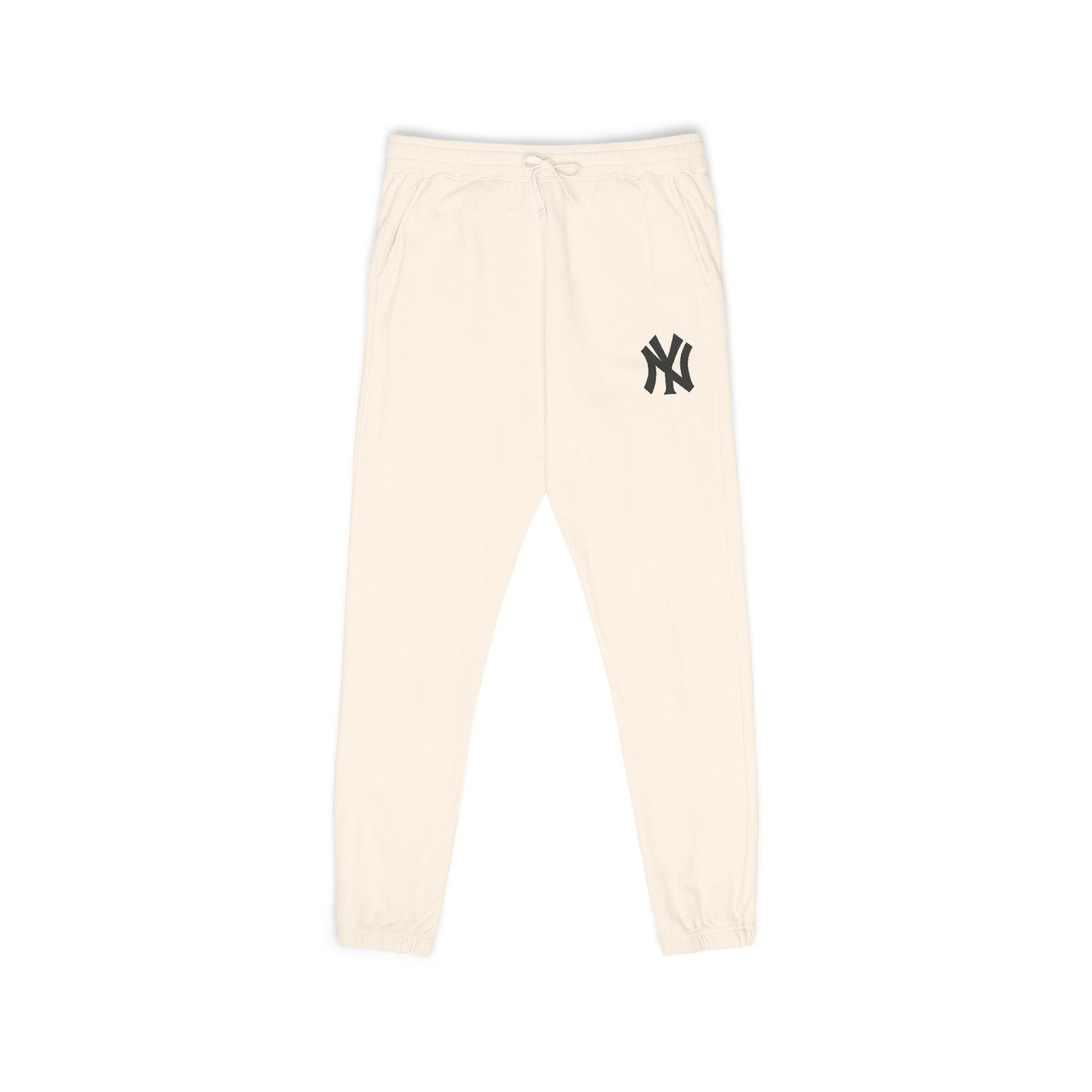 Fleece Sweatpants Vintage Washed Joggers with Distressed NY Logo