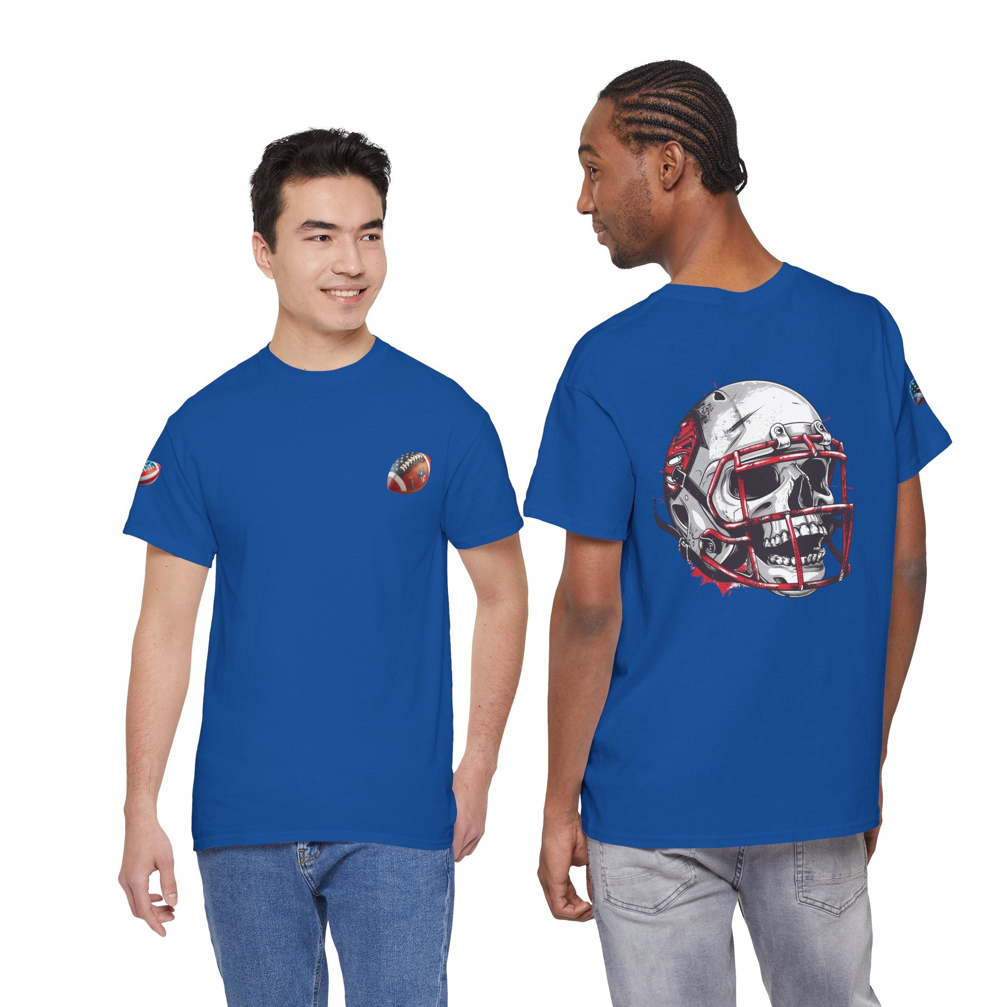 Football Helmet Skull Tee  Grunge Sports Graphic T-Shirt