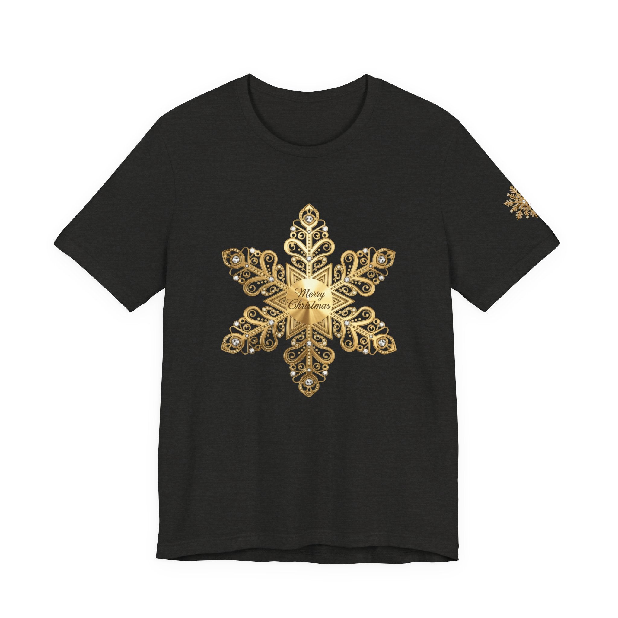Gold Snowflake Tee Ornate Metallic Snowflake Design
