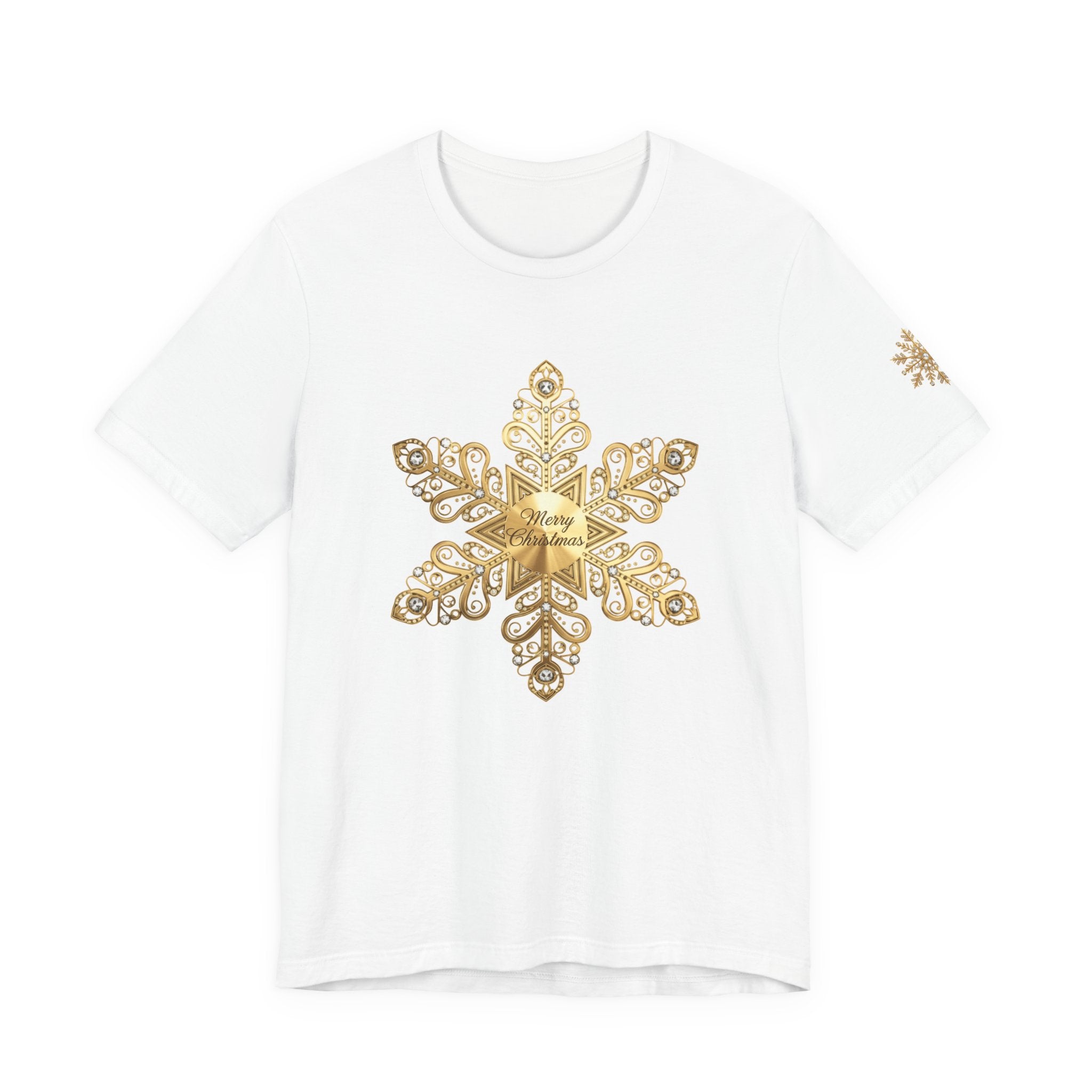 Gold Snowflake Tee Ornate Metallic Snowflake Design