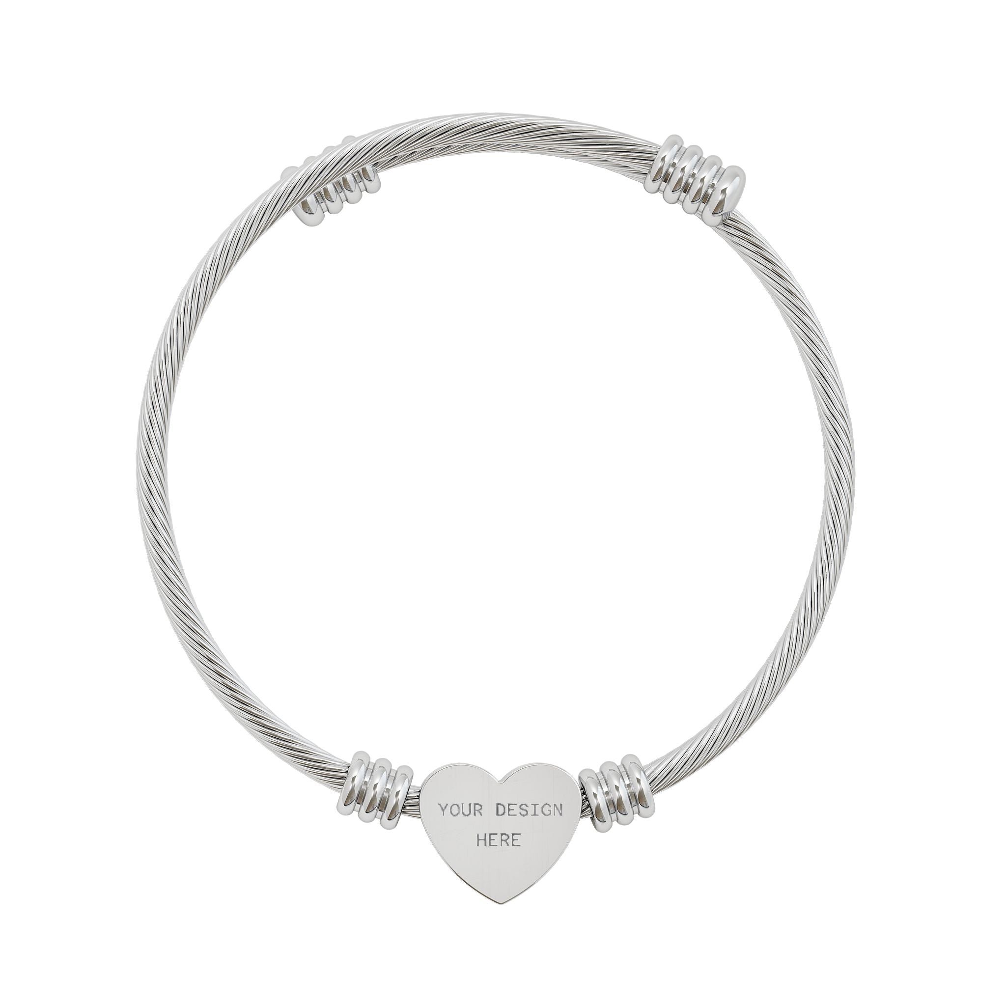 Heart Cuff Bracelet Lucky Bracelet Personalised Jewellery Gift Love, Friendship, Anniversary Valentine's Day, Engraved Bracelet